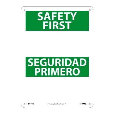 National Marker Co Bilingual Aluminum Sign - Safety First Blank ESSF1AB